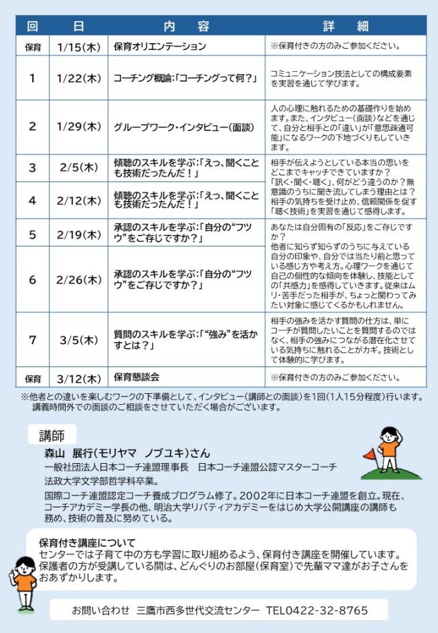 画像：コーチング入門チラシ裏
