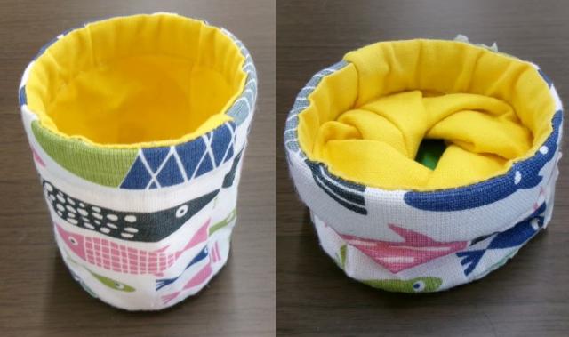 画像：布製折り畳み式卓上ダストボックス完成品の写真