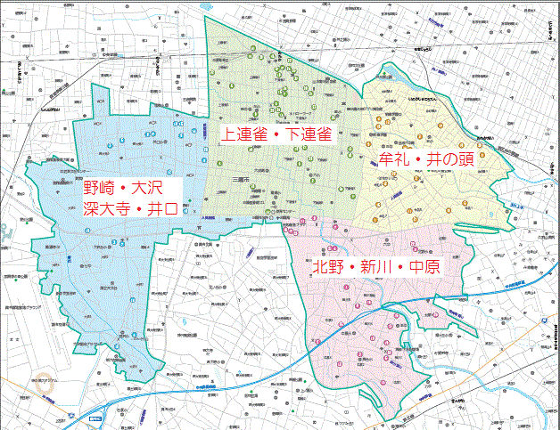画像：4地区分けの市内地図画像