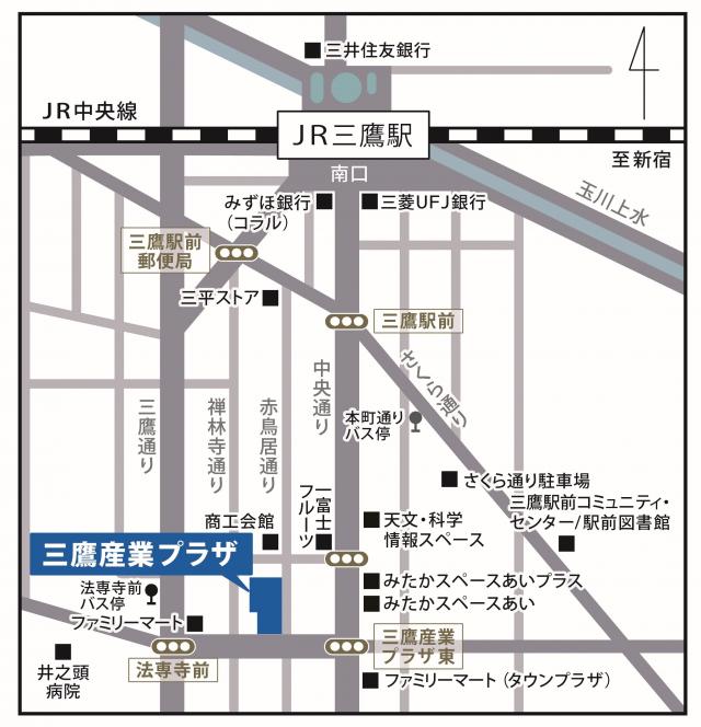 画像：三鷹産業プラザの地図画像