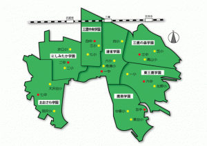 画像：学園の配置地図の画像（拡大画像へのリンク）