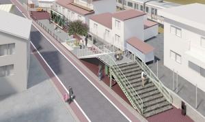 画像：三鷹こ線人道橋跡ポケットスペース（仮称）の完成イメージ画像（拡大画像へのリンク）