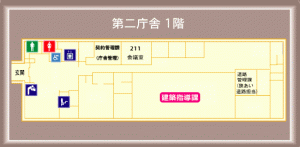 画像：第二庁舎1階のフロア図（拡大画像へのリンク）