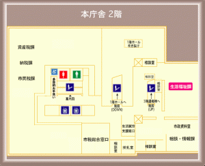 画像：本庁舎2階のフロア図画像（拡大画像へのリンク）