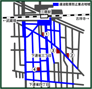画像：三鷹駅周辺駐車場地図