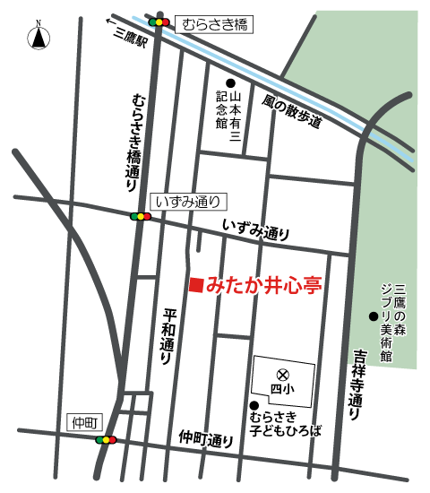 画像：みたか井心亭の案内図