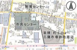 画像：地図：三鷹市場跡地周辺（拡大画像へのリンク）