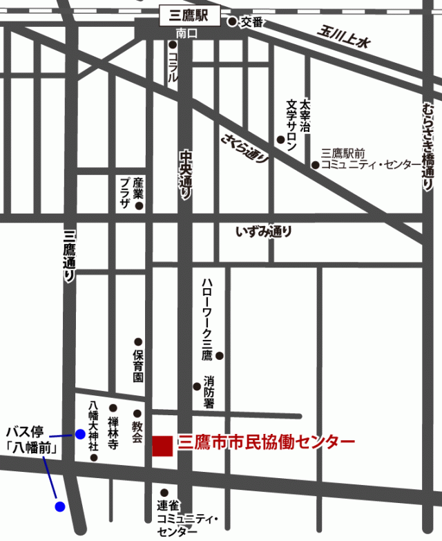 画像：三鷹市市民協働センターの地図