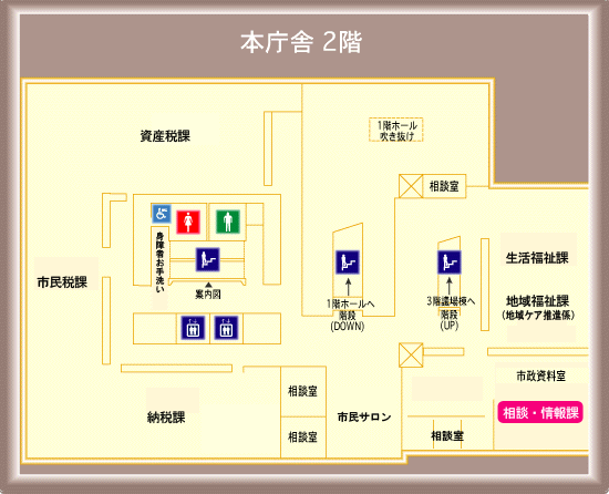 画像：本庁舎2階のフロア図画像