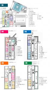 画像：総合保健センター、屋上緑化のイメージ画像と各施設の配置を書いた平面図（拡大画像へのリンク）