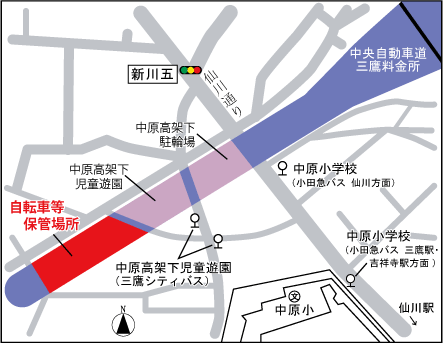 画像：自転車等保管場所の地図