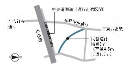 画像：中央道側道代替道路の周辺位置図