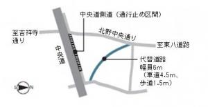 画像：中央道側道代替道路の周辺位置図（拡大画像へのリンク）