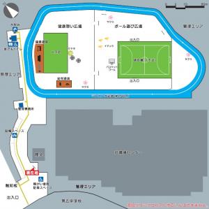 画像：新川暫定広場の全体図（拡大画像へのリンク）