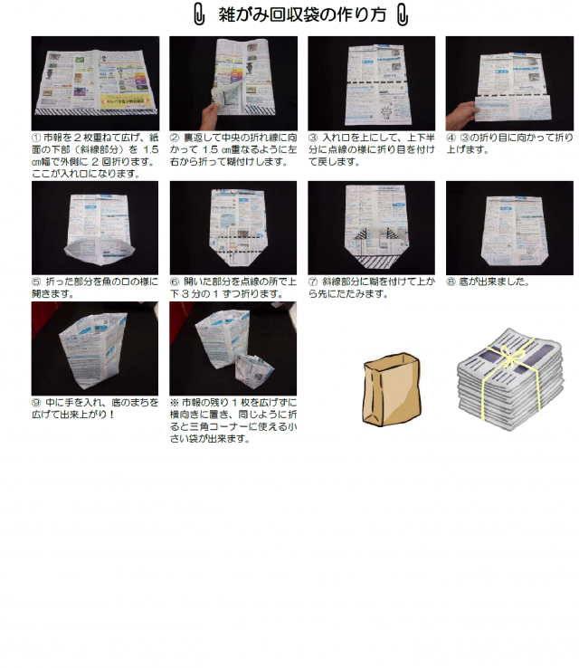画像：雑紙回収袋の作り方