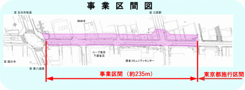 画像：三鷹都市計画道路3・4・7号（連雀通り）整備事業の案内図（拡大画像へのリンク）