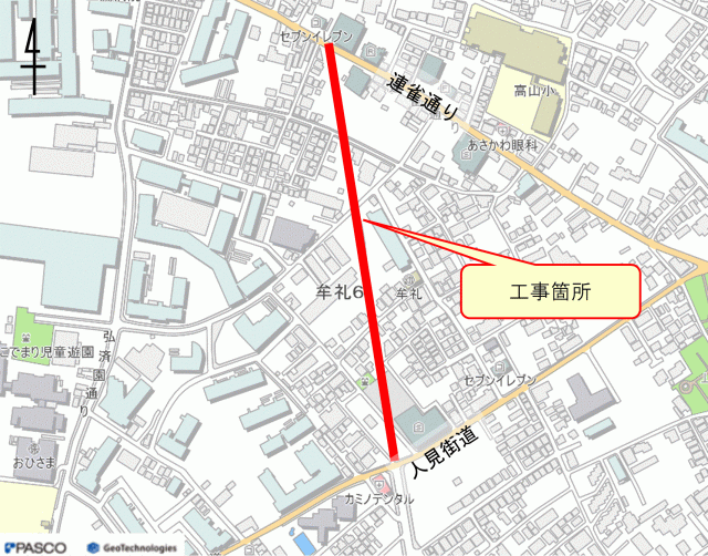 画像：工事箇所が示された案内図
