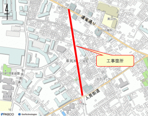 画像：工事箇所が示された案内図（拡大画像へのリンク）