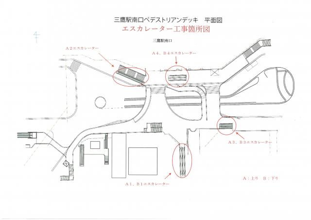 画像：エスカレーター工事案内図