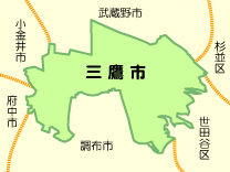 三鷹市とその周辺の図