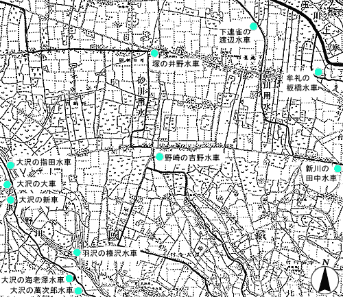 水車の位置を示した地図